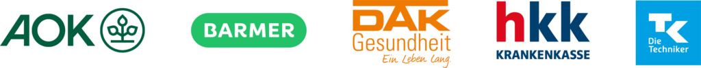 Wir rechnen ab mit AOK, Barmer, DAK, hkk und Techniker.
